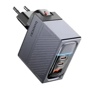 Hišni polnilec 100-240V => 1x USB-A (ž) 2x USB-C 100W GaN PPS Toocki (TCT100ASCB0G)