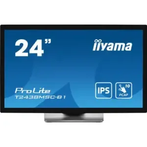 Monitor touch Iiyama 60,5 cm (23,8") T2438MSC-B1 1920x1080 POS IPS 5ms HDMI DisplayPort 2xUSB3.2 Zvočniki 7H PCAP, 10-točkovni občutljiv na prst, rokavico, stylus pisalo