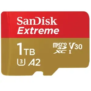 Spominska kartica SDHC-Micro 1TB SanDisk Extreme + Adapter do 190MB/s 130MB/s  A2, C10 V30 UHS-I U3 (SDSQXAV-1T00-GN6MA)