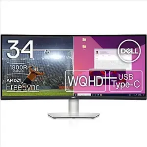 Monitor Dell 86,4 cm (34,0") S3423DWC 3440x1440 Curved 100Hz VA 4ms 2xHDMI DisplayPort USB-C 65W 2xUSB3.2 HAS 3H sRGB99% FreeSync KVM EOL