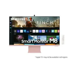 Monitor Samsung 80 cm (31,5") S32BM80PUU 3840x2160 Smart TV Tizen VA 4ms Micro-HDMI USB-C 65W 2xUSB HAS Zvočniki sRGB99% BT WiFi HDR10+ roza Daljinec, Bixby, Alexa