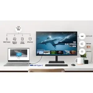 Monitor Samsung 68,6 cm (27,0") S27A600UUU 2560x1440 75Hz IPS 5ms HDMI DisplayPort USB-C 90W DP-Out 3xUSB3.2 Pivot sRGB99% FreeSync RJ45 HDR10 ViewFinity Daisy Chain