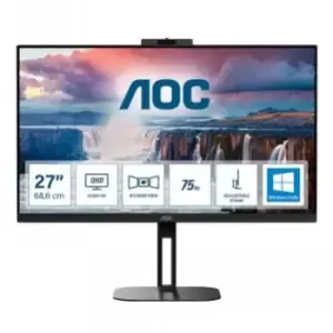 Monitor AOC 68,6 cm (27,0") Q27V5CW 2560x1440 75Hz VA 1ms HDMI DisplayPort USB-C 65W 4xUSB3.2 Pivot Kamera Zvočniki  3H sRGB FreeSync E-Line