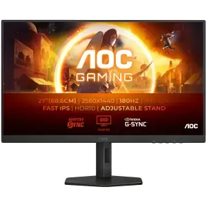 Monitor AOC 68,6 cm (27,0") Q27G4XF 2560x1440 Gaming 180Hz Fast-IPS 0,5ms 2xHDMI DisplayPort Pivot DCI-P3-93% AdaptiveSync G-Sync Compatible HDR10 G4 Series