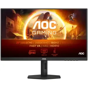Monitor AOC 68,6 cm (27,0") Q27G4XN 2560x1440 Gaming 180Hz Fast-VA 5ms 2xHDMI DisplayPort Pivot sRGB127,8% AdaptiveSync FreeSync Premium HDR10 G4 Series