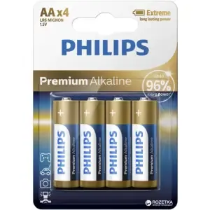 Baterijski vložek Philips 1,5V AA/LR06 4 kos Philips Premium Alkalne Blister (LR6M4B/10)