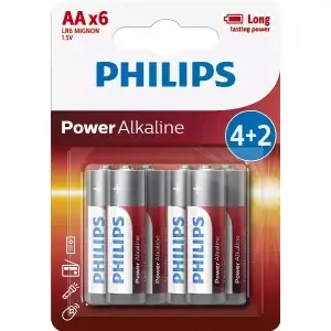 Baterijski vložek Philips 1,5V AA/LR6 4+2 kos Philips Power Alkaline (LR6P6BP/10)