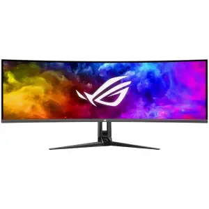 Monitor Asus 124,5 cm (49,0") PG49WCD 5120x1440 Curved Gaming 144Hz QD-OLED 0,03ms HDMI DisplayPort USB-C 90W 2xUSB3.2 2xUSB2.0 HAS FreeSync Premium PRO G-Sync Compatible KVM HDR400 ROG Smart Delta E<2 calibration