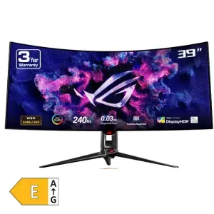Monitor Asus 99,1 cm (39,0") PG39WCDM 3440x1440 Curved Gaming 240Hz OLED 0,03ms 2xHDMI DisplayPort USB-C 90W 2xUSB3.2 2xUSB2.0 HAS  DCI-P3-99% FreeSync Premium G-Sync Compatible 2xUSB2.0 KVM HDR400 ROG Swift Delta E<2 calibration