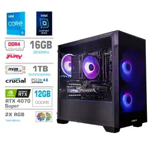 Računalnik MEGA MT S7X GAMER i5-14600KF/RTX4070 Super/16GB/1TB/750W/Brez OS/črna RGB