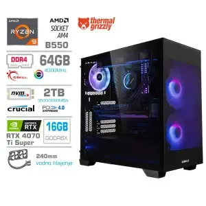 Računalnik MEGA MT S7X R9-5900X/RTX4070Ti Super/64GB/2TB-4.0/750W/Brez OS/črna RGB