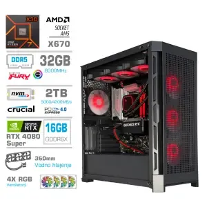 Računalnik MEGA TWR S11 R7-7800X3D/RTX4080 Super/32GB-DDR5/2TB-4.0/1050W/Brez OS/črna RGB + Estetski napajalni kabli [Rdeča / Črna]