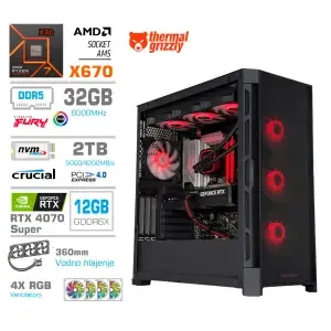 Računalnik MEGA TWR S11 R7-9800X3D/RTX4070 Super/32GB-DDR5/2TB-4.0/1050W/Brez OS/črna RGB + Estetski napajalni kabli [Rdeča / Črna]