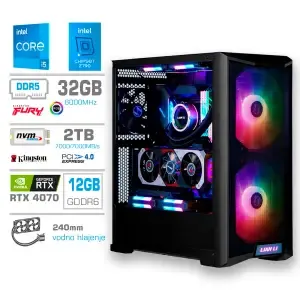 Računalnik MEGA TWR S10 i5-14600KF/RTX4070/32GB-DDR5/2TB-4.0/1000W/Brez OS/črna RGB