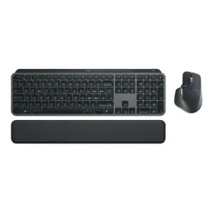 Tipkovnica in miš Logitech brezžična desktop MX Keys S Plus US international SLO gravura grafitna LED osvetlitev miška MX Master 3S (920-011614)