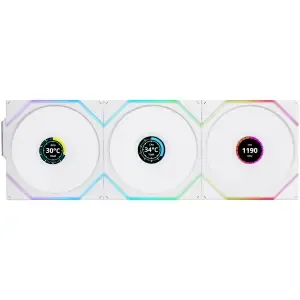 Ventilator Lian-Li UNI FAN TL Wireless LCD 120mm bela ARGB (Reverse Blade 3 pack + kontroler)