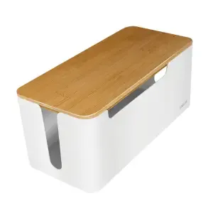 UREJENA PISARNA škatlica za kable 320x140x130mm s pokrovom iz bambusa Logilink (KAB0075) EOLS-P