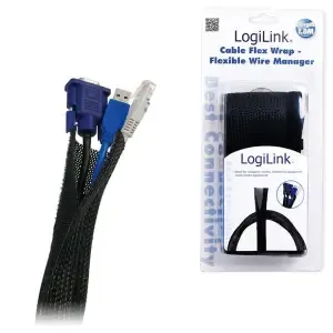 UREJEVALNIK kablov - mehka tekstilna zaščita LogiLink 1,8m črna