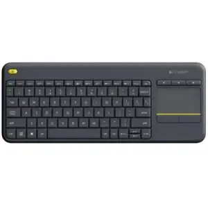 Tipkovnica Logitech Brezžična K400 Plus Wireless Touch črna, Unifying, nemška (920-007127)