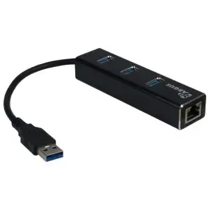 HUB USB 3.0 3portni Inter-Tech Argus IT-310 z 100/1000 Ethernet mrežnim priključkom črn (IT-310)