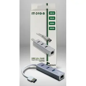 HUB USB 3.0 3portni Inter-Tech Argus IT-310 z 100/1000 Ethernet mrežnim priključkom srebrn (IT-310-S)