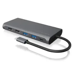 Priklopna postaja USB-C => 2x USB 3.0 tip A 1x USB-C 2x USB 2.0 1x USB-C PD3.0 100W 2x HDMI 1x Displayport 1.4 1x RJ45 Giga 1x čitalec kartic SD/microSD Icybox (IB-DK4050-CPD)