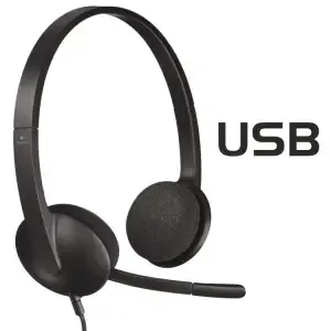 Slušalke žične Logitech naglavne z mikrofonom USB H340 Headset črne (981-000475)