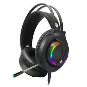 Slušalke žične Robaxo naglavne z mikrofonom USB črne RGB (GH220)