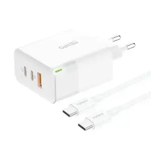 Hišni polnilec 100-240V => 1x USB-A (ž) 2x USB-C 65W GaN QC3.0 PD Foneng GAN65 z USB-C kablom (GAN65 C-C)