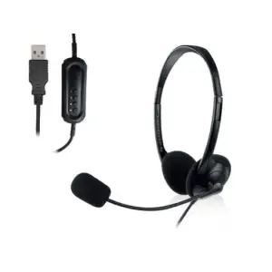 Slušalke žične Ewent naglavne mikrofon USB črne (EW3568)