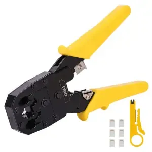 Pripomoček za servis - klešče Ethernet Crimper 4/6/8P RJ45/RJ14/RJ12/RJ9 Deli Tools rumene (EDL2468)