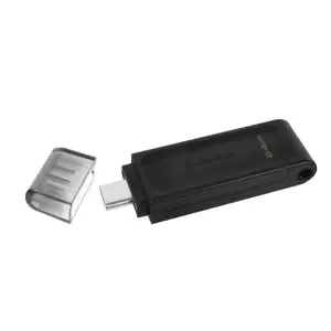 Spominski ključek 64GB USB-C Kingston DT70 - plastičen/s pokrovčkom/črn (DT70/64GB)