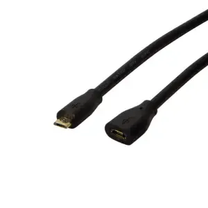 Kabel USB micro B (m) => micro B (ž) podaljšek 2,00m črn LogiLink (CU0123)