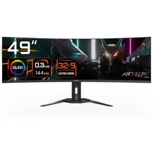Monitor GigaByte 124,5 cm (49,0") CO49DQ 5120x1440 Curved Gaming 144Hz OLED 0,03ms 2xHDMI DisplayPort USB-C 18W 2xUSB3.2 HAS Zvočniki 2x5W  DCI-P3-99% FreeSync Premium Pro KVM HDR400 Aorus