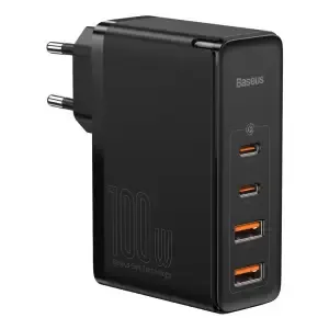Hišni polnilec Baseus 100-240V => 2x USB-A 2x USB-C 100W GaN2 Lite PD3 QC4 SCP črn (CCGAN2L-E01) Baseus GaN2 Pro Quick Travel Charger 2x USB + 2x USB-C, 100W, EU (Black)