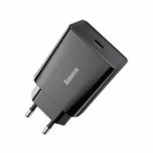 Hišni polnilec 100-240V => 1x USB-C 20W Baseus črn (CCFS-SN01)