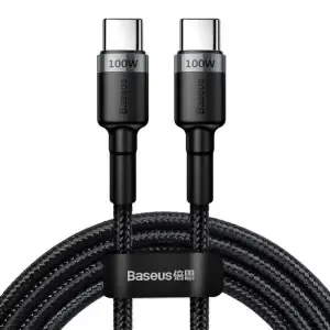 Kabel USB-C => USB-C tekstil ovoj 2,00m 20V/5A 100W PD2 Baseus Cafule črn/siv (CATKLF-ALG1)
