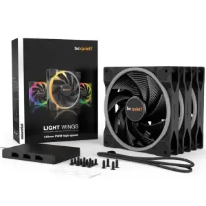 Ventilator Bequiet Light Wings 140mm, črna ARGB (3 pack)