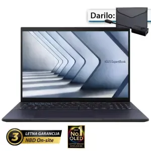Prenosnik Asus 35,5 cm (14,0") ExpertBook B9 OLED 2880x1800 OLED 400nit Core 7-150U/32GB/SSD2TB/BL/FP/ALU-Mg/Intel Graphics/Win11Pro (90NX05W1-M01YL0)
