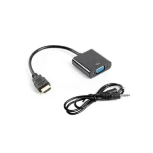 Adapter HDMI (m) => VGA (ž) 0,2m Lanberg + Audio 3,5 črn (AD-0017-BK)
