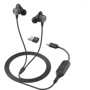 Slušalke žične ušesne 1x jack ali USB-C / USB-A s kotrolerjem Zone Wired Logitech Earbuds grafitne (981-001009)