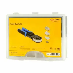 Pripomoček za servis - klešče Delock Crimp & Cut RJ45/RJ12 + set konektorjev (86450)