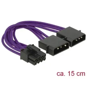 Kabel adapter napajalni MOLEX => PCI-Express 8 pin 0,15m Delock