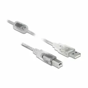 Kabel USB A => B 0,50m dvojno oklopljen transparent Delock 82057
