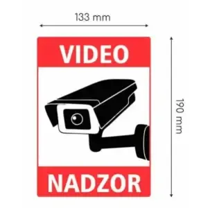 Video nadzor NALEPKA VIDEO NADZOR prozorna A5 (190x133), PVC, odporna na vremenske vplive (vlaga, sonce, ...)