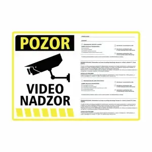 Nalepka "VIDEONADZOR" A5(190x133) rumena + 77. in 78. člen ZVOP-2