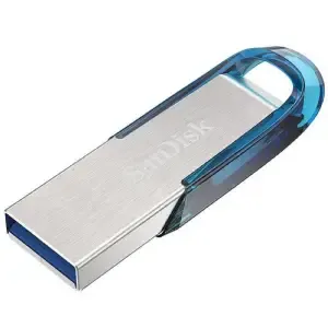 Spominski ključek 64GB USB 3.0 Sandisk Ultra Flair 150MB/s - kovinski/brez pokrovčka/moder-srebrn (SDCZ73-064G-G46B)