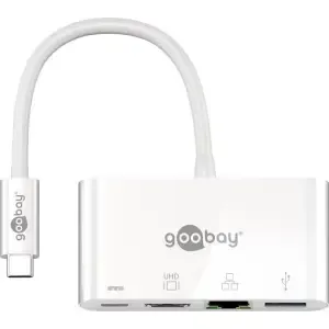 Priklopna postaja USB-C => HDMI ETH LAN 1x USB 3.0 1x USB-C PD 60W Goobay bel (62105)