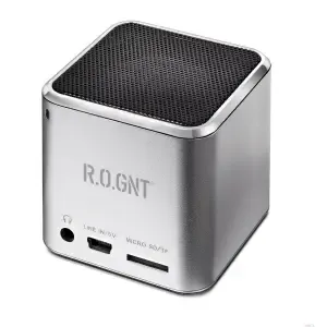 Predvajalnik USB z zvočniki R.O.GNT 0603 FM-Radio, MicroSD, USB, AUX vhod - srebrn