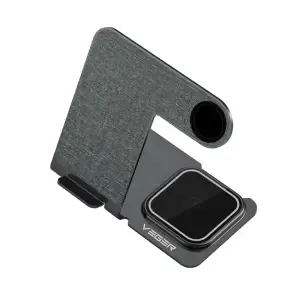 Brezžična polnilna postaja Veger 3v1 Y9 za pametni telefon, Apple watch, AirPods, siva